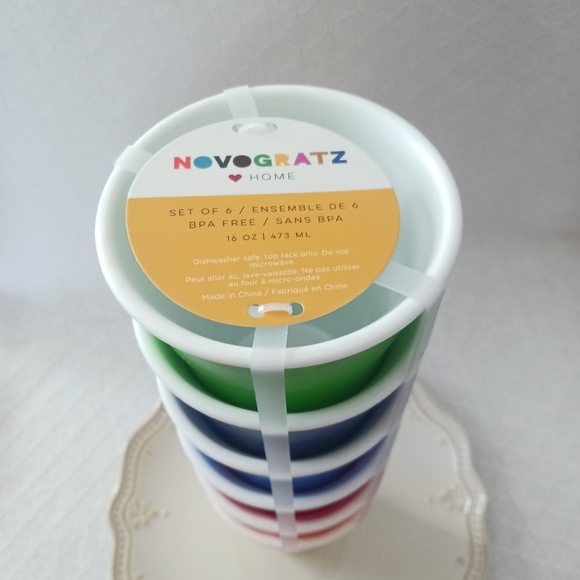 Novogratz Home Colorful Rainbow Reusable Cups 16 oz. Set of 6 - Picture 3 of 5